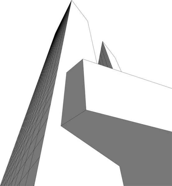 Lignes Dessin Abstraites Dans Concept Art Architectural Formes Géométriques Minimales — Image vectorielle