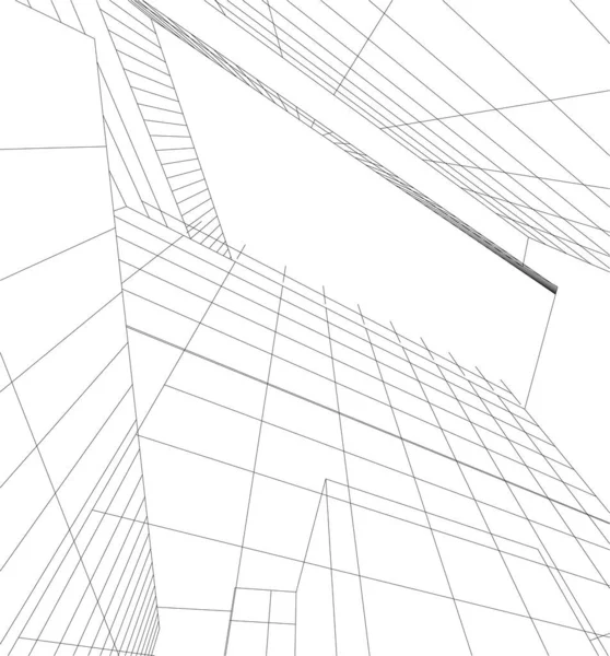 Abstracte Tekenlijnen Architectonisch Kunstconcept Minimale Geometrische Vormen — Stockvector