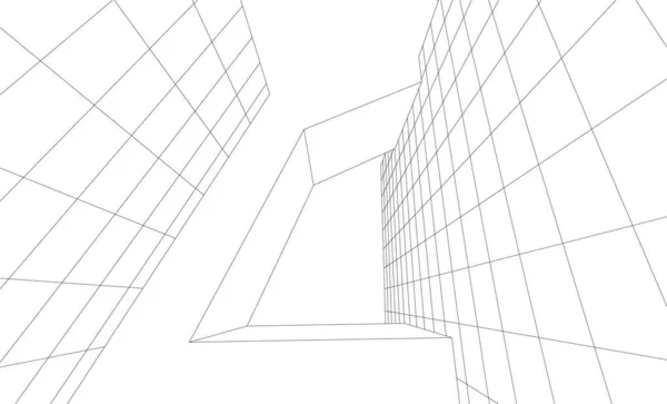 Abstracte Tekenlijnen Architectonisch Kunstconcept Minimale Geometrische Vormen — Stockvector