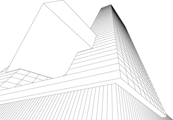 建築芸術の概念における抽象的な線や最小限の幾何学的形状 — ストックベクタ