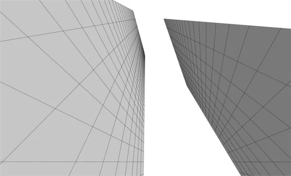 Abstrakte Zeichnungslinien Architektonischen Kunstkonzept Minimale Geometrische Formen — Stockvektor