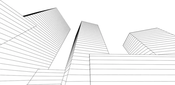 Abstracte Tekenlijnen Architectonisch Kunstconcept Minimale Geometrische Vormen — Stockvector