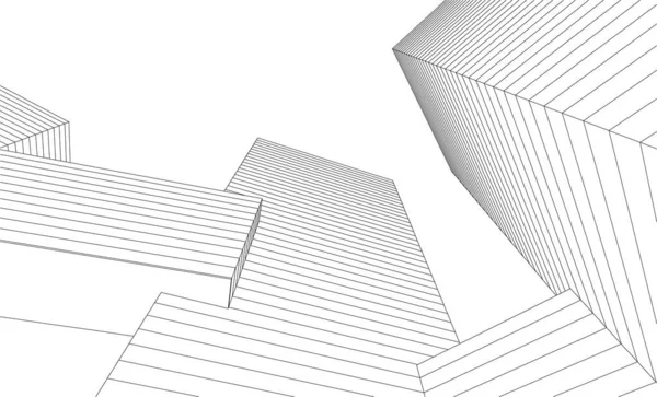 Abstracte Tekenlijnen Architectonisch Kunstconcept Minimale Geometrische Vormen — Stockvector