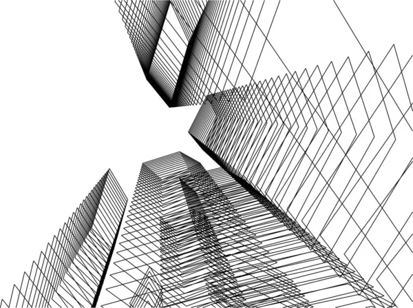 Líneas Abstractas Dibujo Concepto Arte Arquitectónico Formas Geométricas Mínimas — Archivo Imágenes Vectoriales