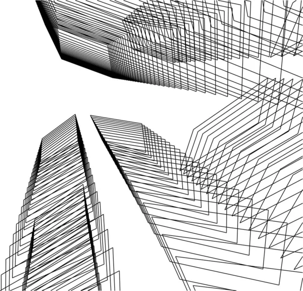 Abstracte Tekenlijnen Architectonisch Kunstconcept Minimale Geometrische Vormen — Stockvector