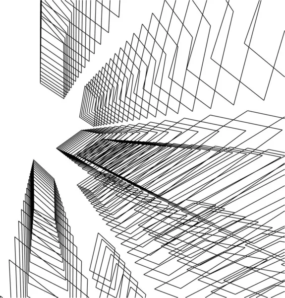 Abstracte Tekenlijnen Architectonisch Kunstconcept Minimale Geometrische Vormen — Stockvector