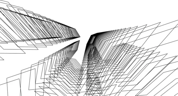 Abstrakcyjne Linie Rysunku Koncepcji Sztuki Architektonicznej Minimalne Kształty Geometryczne — Wektor stockowy