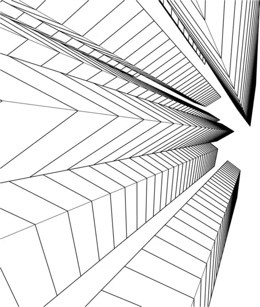 Abstrakcyjne Linie Rysunku Koncepcji Sztuki Architektonicznej Minimalne Kształty Geometryczne — Wektor stockowy