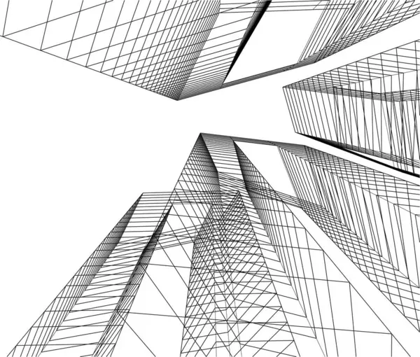 Abstrakcyjne Linie Rysunku Koncepcji Sztuki Architektonicznej Minimalne Kształty Geometryczne — Wektor stockowy