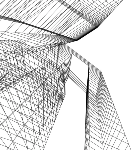 Líneas Abstractas Dibujo Concepto Arte Arquitectónico Formas Geométricas Mínimas — Vector de stock