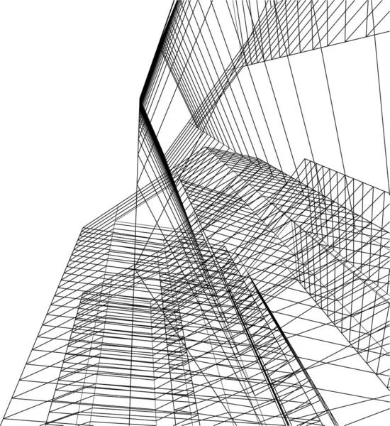 Líneas Abstractas Dibujo Concepto Arte Arquitectónico Formas Geométricas Mínimas — Archivo Imágenes Vectoriales