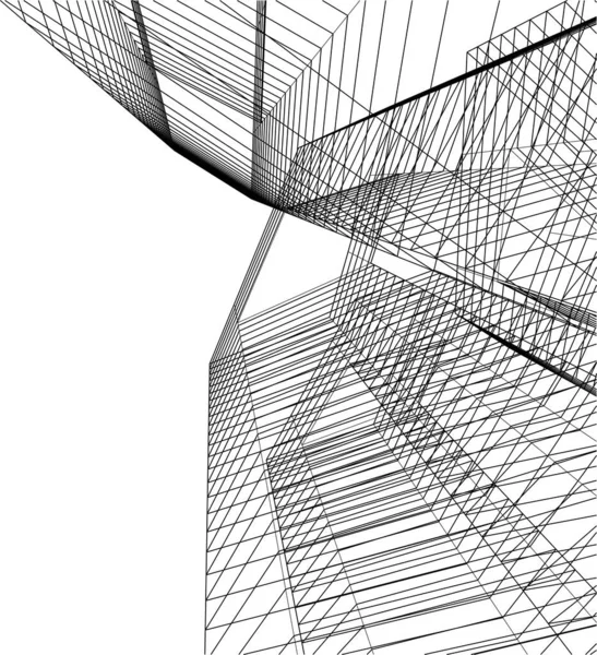 Abstracte Tekenlijnen Architectonisch Kunstconcept Minimale Geometrische Vormen — Stockvector