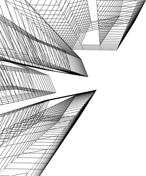 Abstrakte Zeichnungslinien Architektonischen Kunstkonzept Minimale Geometrische Formen — Stockvektor