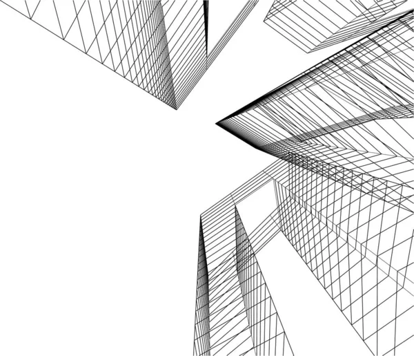 Abstracte Tekenlijnen Architectonisch Kunstconcept Minimale Geometrische Vormen — Stockvector