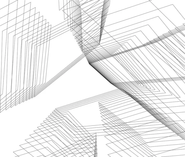 Lignes Dessin Abstraites Dans Concept Art Architectural Formes Géométriques Minimales — Image vectorielle