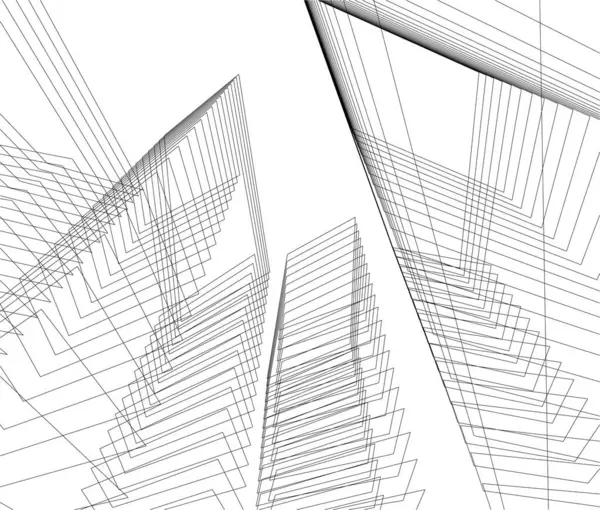 Abstracte Tekenlijnen Architectonisch Kunstconcept Minimale Geometrische Vormen — Stockvector