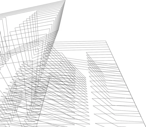 Abstraktní Kreslicí Čáry Architektonickém Pojetí Minimální Geometrické Tvary — Stockový vektor