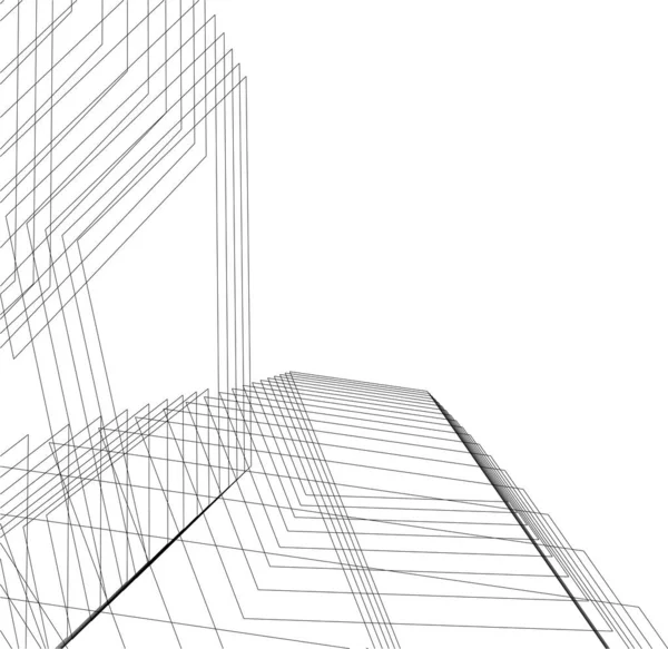 Abstracte Tekenlijnen Architectonisch Kunstconcept Minimale Geometrische Vormen — Stockvector