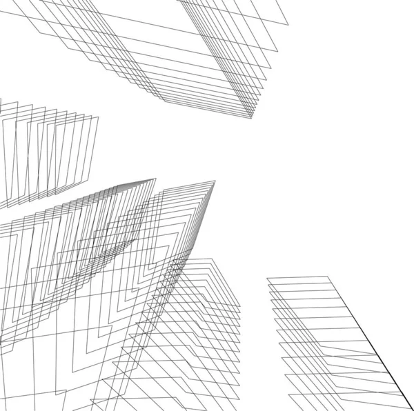 Lignes Dessin Abstraites Dans Concept Art Architectural Formes Géométriques Minimales — Image vectorielle