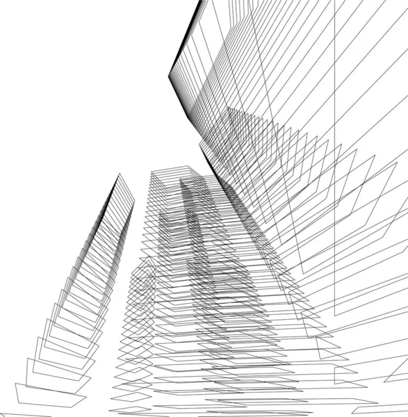 Lignes Dessin Abstraites Dans Concept Art Architectural Formes Géométriques Minimales — Image vectorielle