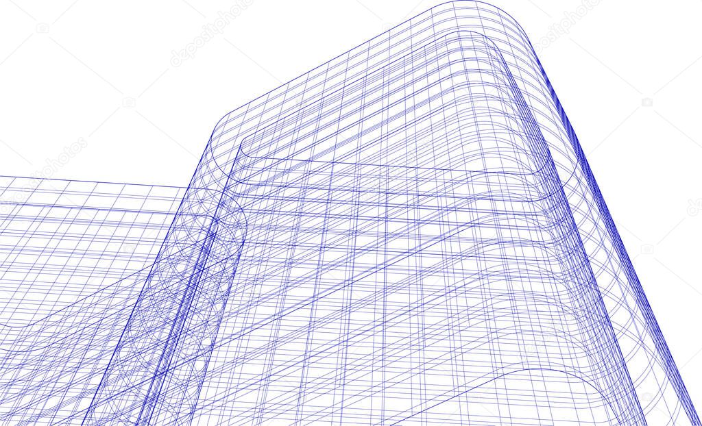 Abstract drawing lines in architectural art concept, minimal geometrical shapes. 