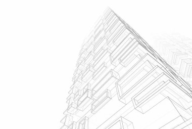 Mimari sanat konseptinde soyut çizgiler, minimum geometrik şekiller. 