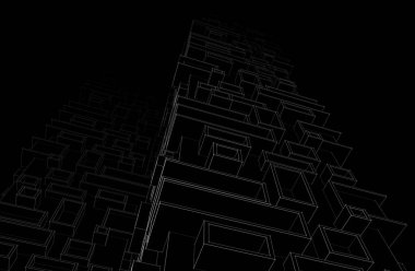 Mimari sanat konseptinde soyut çizgiler, minimum geometrik şekiller. 