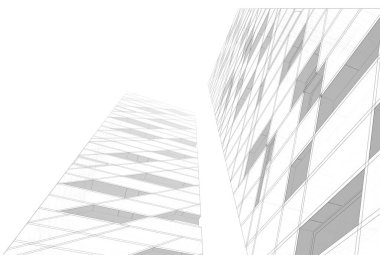 Mimari sanat konseptinde soyut çizgiler, minimum geometrik şekiller. 