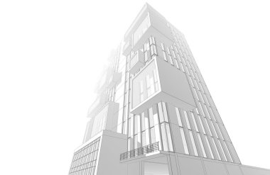 Mimari sanat konseptinde soyut çizgiler, minimum geometrik şekiller. 