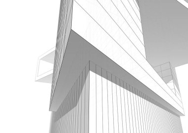 Mimari sanat konseptinde soyut çizgiler, minimum geometrik şekiller. 