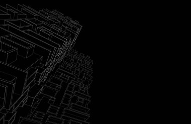 Mimari sanat konseptinde soyut çizgiler, minimum geometrik şekiller. 