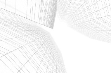 Mimari sanat konseptinde soyut çizgiler, minimum geometrik şekiller. 