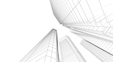 Mimari sanat konseptinde soyut çizgiler, minimum geometrik şekiller. 