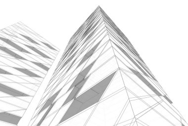 Mimari sanat konseptinde soyut çizgiler, minimum geometrik şekiller. 