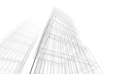 Mimari sanat konseptinde soyut çizgiler, minimum geometrik şekiller. 