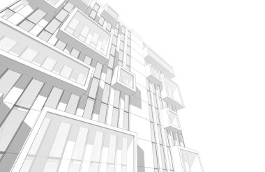 Mimari sanat konseptinde soyut çizgiler, minimum geometrik şekiller. 