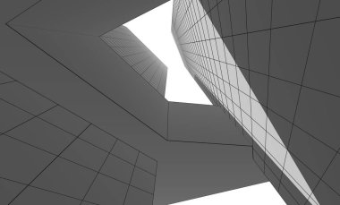 Mimari sanat konseptinde soyut çizgiler, minimum geometrik şekiller. 