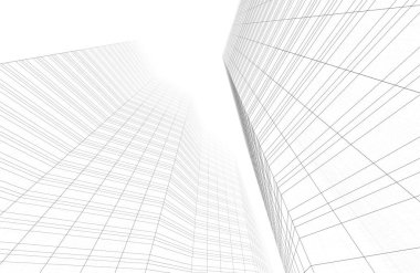 Mimari sanat konseptinde soyut çizgiler, minimum geometrik şekiller. 