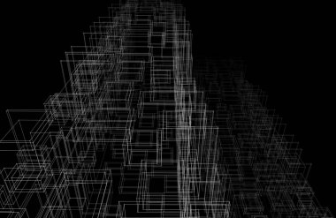 Mimari sanat konseptinde soyut çizgiler, minimum geometrik şekiller. 