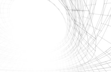 Mimari sanat konseptinde soyut çizgiler, minimum geometrik şekiller. 