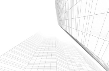 Mimari sanat konseptinde soyut çizgiler, minimum geometrik şekiller. 