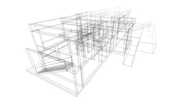 Mimari sanat konseptinde soyut çizgiler, minimum geometrik şekiller. 
