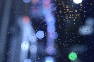 dijital duvar kâğıdı, su damlaları ile cam içinden görülen bokeh ışıkları