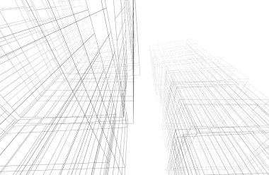 Mimari sanat konseptinde soyut çizgiler, minimum geometrik şekiller. 