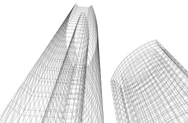 Mimari sanat konseptinde soyut çizgiler, minimum geometrik şekiller. 