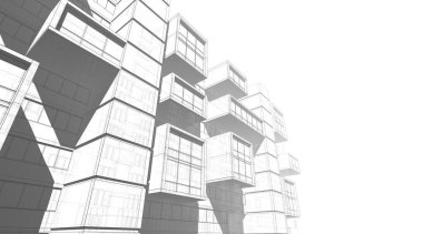 Mimari sanat konseptinde soyut çizgiler, minimum geometrik şekiller. 