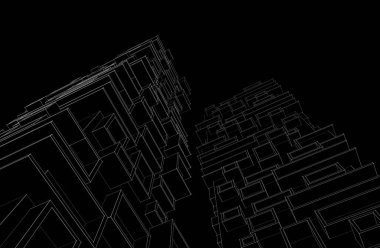 Mimari sanat konseptinde soyut çizgiler, minimum geometrik şekiller. 