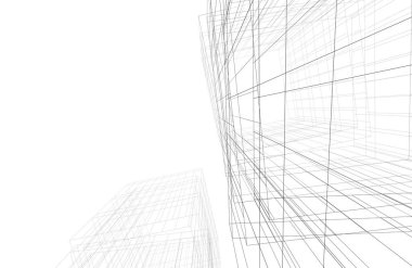 Mimari sanat konseptinde soyut çizgiler, minimum geometrik şekiller. 