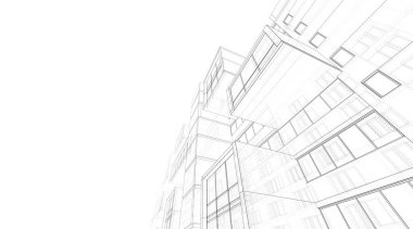 Mimari sanat konseptinde soyut çizgiler, minimum geometrik şekiller. 