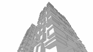 Mimari sanat konseptinde soyut çizgiler, minimum geometrik şekiller. 